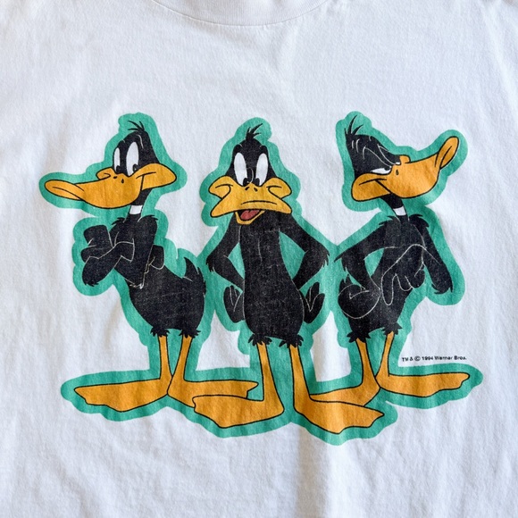 Vintage Looney Tunes Daffy Duck T-Shirt 90s Single Stitch Cropped Boxy Women’s - Picture 2 of 16